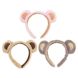 QIHUAN 3 Pieces Bear Ear Headband, Cute Cartoon Plush Headband, Women'S Face Washing Headband, Animal Acting Props, Party Costume Headband.