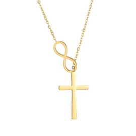 MiniJewelry Simple Infinity Cross Asymmetric Necklaces for Women Mother Girlfriend Mom Sisters Daughters Best Friends Birthday Religious Fashion Gold