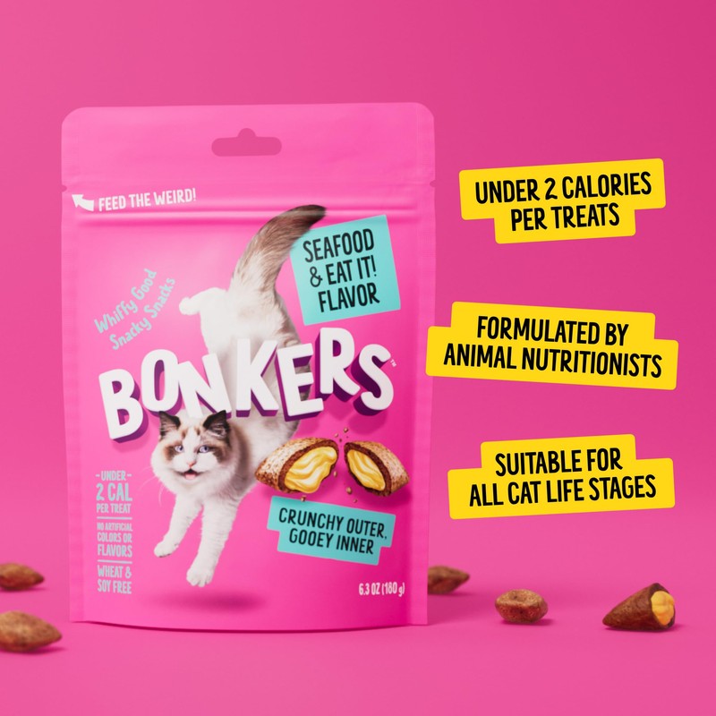 Bonkers Cat Bites, Crunchy & Soft Seafood & Eat It!