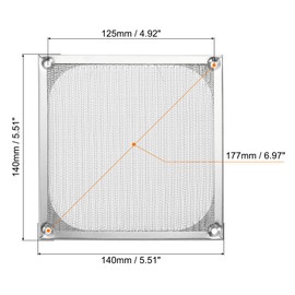 PATIKIL 140mm Computer Fan Filter Grill with Screws, 4 Pack Aluminum Frame with Stainless Steel Mesh Dustproof Case Cover for Computer, Fan, Silver Tone