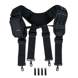 KUNN Tool Belt Suspenders Padded Construction Belt Harness with Gel Shoulder Strap Detachable Phone Holder,4 Tool Belt Loops