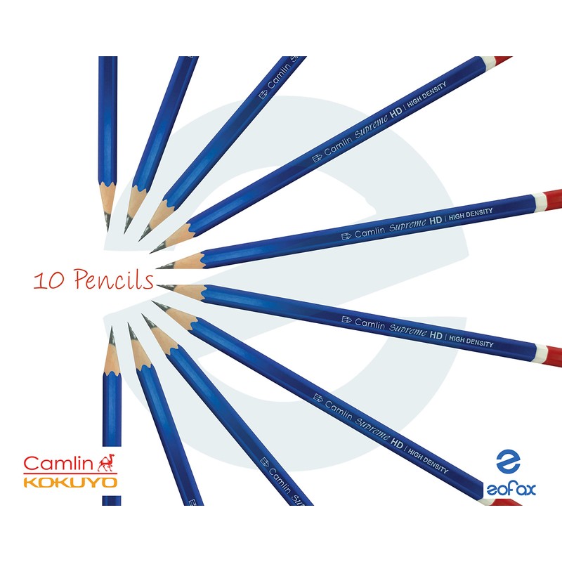 KOKUYO CAMLIN 10 Wooden Pencils Eraser Sharpener - Write Draw