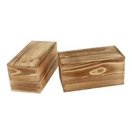 KICHOUSE 2pcs Wooden Sliding Lid Boxes Stackable Storage Bins for Pantry Kitchen