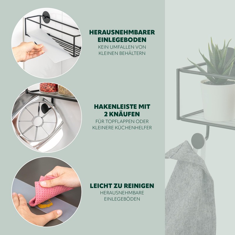 bremermann Wall Shelf with Two Hooks and Shelf, for Gluing