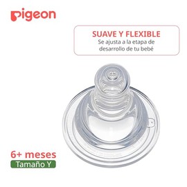 PIGEON | x2 Tetina Boca Standard para Biberones Anticolicos de Silicona Suave de Bebé | Cosas para Bebes Recien Nacidos - Articulos para Bebe Biberon con Ajuste de Flujo y Succión Fácil | Tamaño Y