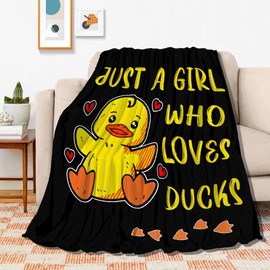 Just Girl Loves Ducks Blanket Soft Blankets and Throws Flannel Cozy Lightweight Quilt Gift Perfect for Bed Sofa Couch-50 x40 Small for Kids