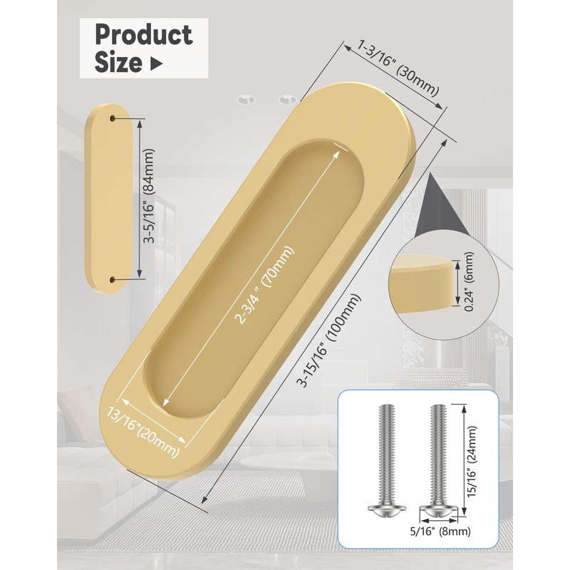 MeBantoo 2 Pack Self-Stick Door Handles, 4 Inch Aluminum Alloy