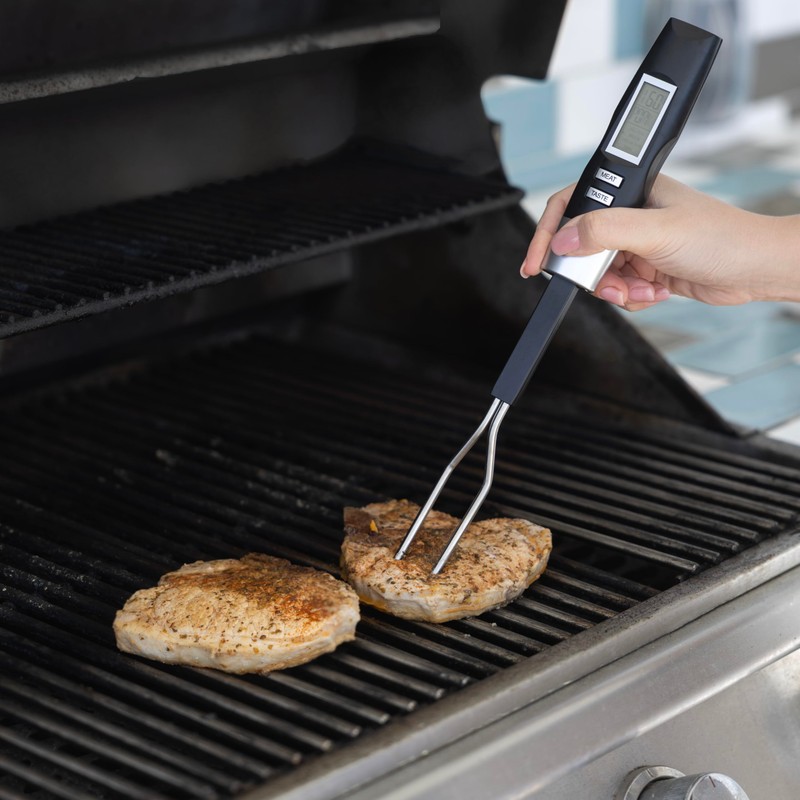 Outset Grill Fork Digital Meat Thermometer for BBQ and Kitchen,