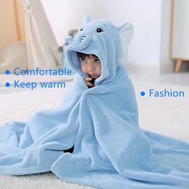 BEENIFIC Baby Hooded Towel,Toddler Hooded Bath Towel Baby Towels and Washcloths Baby Bath Essentials（Blue Elephant）