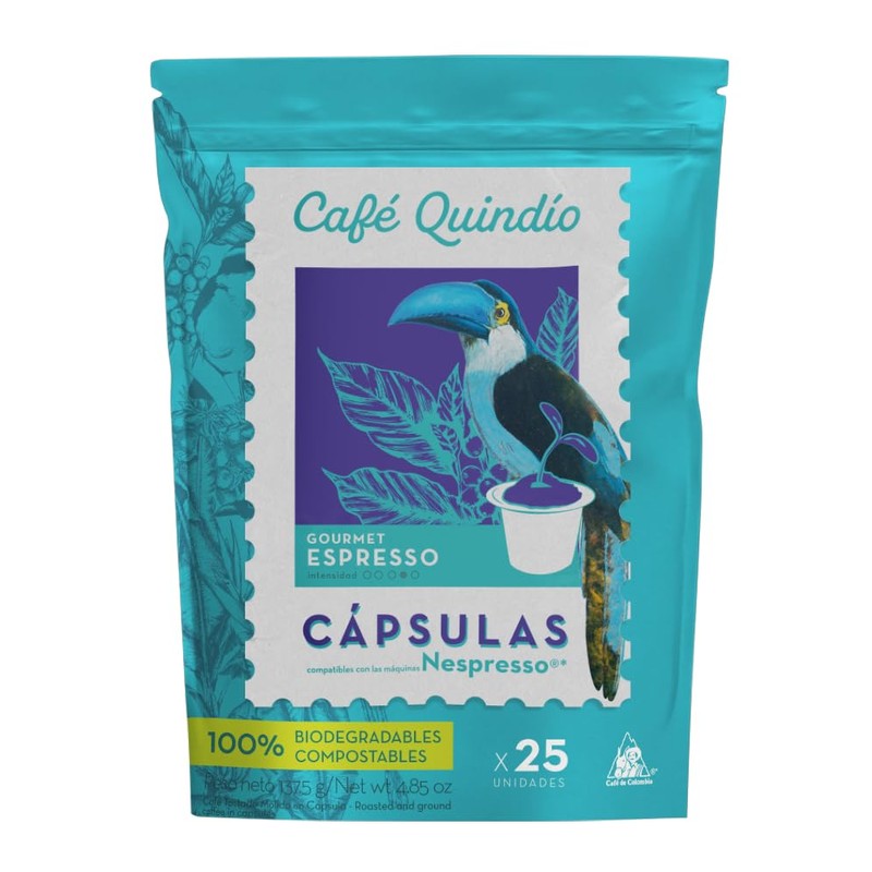 Cafe Quindio Compostable Coffee Pods, compatible with Nespresso Original machines