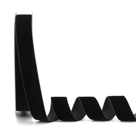 Ewaymado - Cinta de terciopelo negro de 1 pulgada x 20 yardas, ideal para envolver regalos, lazos para el pelo, Navidad, decoración de boda (1 pulgada negro)