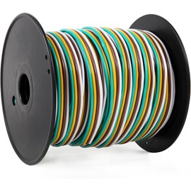 Serlainxin 14 Gauge 100ft Trailer Wire, 4-Wire Trailer Wiring Harness Kit, Color-Coded Cca 4 pin Trailer Wiring Spool for Rewiring Boat, Rv, Camper, Utility Trailer