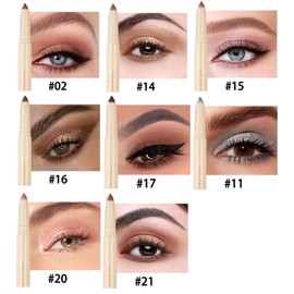 8Pcs Glitter Eye Shadow Sticks Liner Pencils Makeup, Pearl White Smokey Black Gray Silver Violet Purple Khaki Royal Blue Shimmer Glitter Eyeliner Pencil Eyeshadow Makeup for Older Women (8Pcs-Set03)