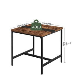 CHOEZON Square Kitchen Dining Table, 29.5'' Dining Table, Small Dining Table, Writing Desk, Breakroom Table, Coffee Table, for Dining Room, Living Room, Apartment, Rustic Brown and Black TCZ02BF