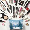 CREATCABIN Christmas Make Up Bag with Forest Snow Motif Cosmetic