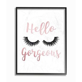 Stupell Industries Hello Gorgeous Eyelashes Typography Black Framed Wall Art, 24 x 30, Design by Artist Amanda Greenwood