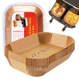 CHENYIYI Baking Paper for Hot Air Fryer, Rectangular, Pack of 100, 22 x 14 cm, Airfryer Baking Paper, Non-Stick, Waterproof, Oil-proof, Disposable Air Fryer, Parchment Paper, Hot Air Fryer Accessories