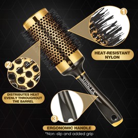 SHINLEA Hair Brush - SHINLEA Round Hair Brush for Blow Drying 53MM Aluminium Curly Hair brush, Hairbrushes for Women Professional Curling, Hair Drying, Styling, Straightening and Shine