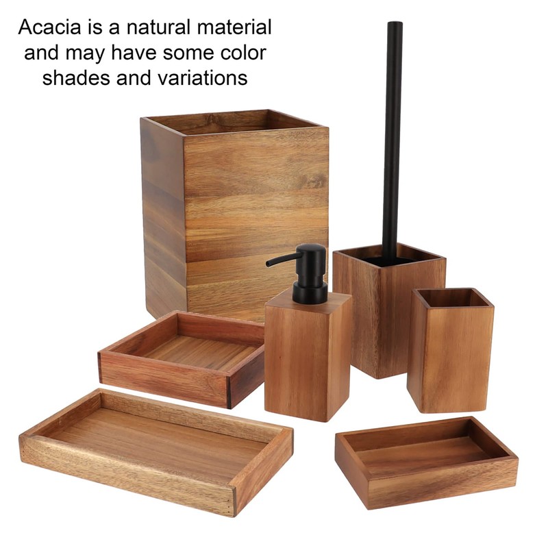Acacia Soap Dish Cup Dispenser Tray