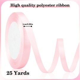 Pink Ribbon 1cm*23m Baby Pink Ribbon, Pink Ribbon for Gift Wrapping Light Pink Ribbon Pink Christmas Ribbon Thin Pink Ribbon for Balloons Pink Curling Ribbon Pastel Ribbon String for Balloons