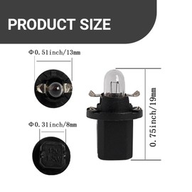 YYTQP 5 PCS T5 12V 1.2W Dashboard Light Bulbs, B8.5d/BAX10d Miniature Light Bulb, Instrument Light for Car Internal with Twist Socket, Universal Car Lighting Bulb (White #D1001)