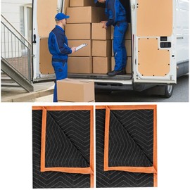 2 Pack Moving Blankets Large 40” x 72” Packing Blankets Professional Orange Black Furniture Shipping Blankets Home Wrapping Heavy Duty Packing Pads