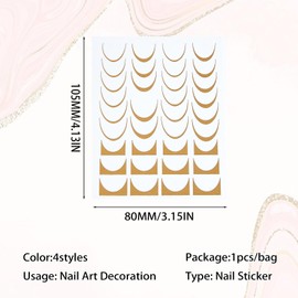 NICENEEDED 8 Sheets French Stripe Line Nail Stickers, Gold Silver Nail Decals with Geometric Waved Design, Self Adhesive DIY Manicure Accessories for Women