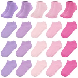 ZERULETS Girls Ankle Trainer Socks Kids - 20 Pairs Toddler Colourful and Elastic Low Cut for 4-7 Years in Summer