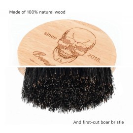 Menesia Small and Round Beard Brush, Pocket Travel Men's Wooden Boar Bristle ...