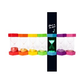 Rainbow Order Sand Timer for Kids 1/3/5/10/15/30/60 Minutes 7 Pieces Set. 5 Minute Timer Glows in The Dark. Great for Time Management in Neurodiverse Children. Ideal for Home Classroom Office.