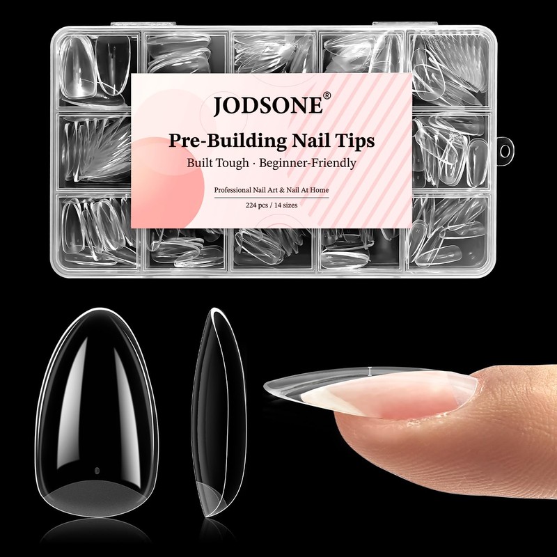 JODSONE Puntas de uñas almendradas 224 piezas Puntas de uñas