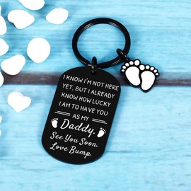 1st Father's Day Gift from Wife Pregnancy Announcement for Husband Fathers Day Gifs for First Time Dad New Daddy Expectant Dad Father to Be Keychain Gender Reveal Gifts