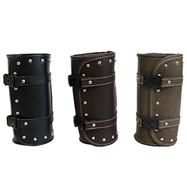 Motorcycle Mini Tool Bag Synthetic Leather Cylindrical [Black・Brown・Dark Brown]/Magna/Virago/DS/Touring/American/Small Items Storage/Tool Storage/Fork (Black)