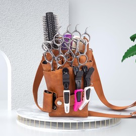 Niaoszhex Hairdresser Belt Bag, Scissor Bag, Barber Tool Bag, Hairdresser Salon Cutting Bag, Hairdresser for Hairdressing Salon, Scissors, Comb Storage (LQ-252 Brown)