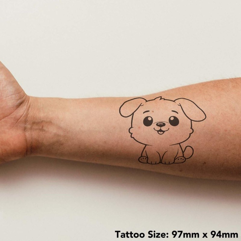 Azeeda 'Niedlicher Welpe sitzt' Temporäres Tattoo - Hautfreundlicher & Ungiftiger