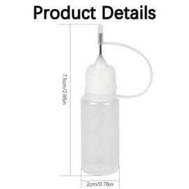 Quilling Glue Needle Tip Glue Bottle 5 PCS 10 ml Bottles Precision Tip Applicator Bottles, Liquid Dropper Filling Glue Shaker for DIY Quilling Craft, Oiler Bottle, Small Gluing Projects