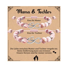 Focxoio Pack of 2 Mother Daughter Bracelets, Mother Daughter Gift, Adjustable Bracelet, Jewellery Gift for Mother's Day Gifts, Birthday Gift, Jewellery for Girls and Women, Nylon