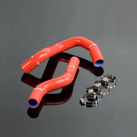 G-PLUS Silicone Radiator Coolant Hose Tube Kit w/Clamps Compatible with Ford F100/150/F250 Bronco Pickup 1968-1979, 2PCS Red