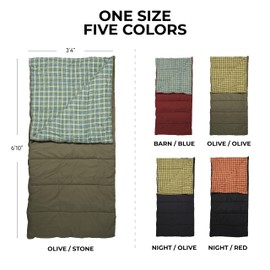 TETON Sports Evergreen Sleeping Bag - Large Cold-Weather Sleeping Bags with -10˚F, 0˚F, 20˚F, 35˚ Fahrenheit options with an L-Zipper - Camping Gear Accessory for Car & Tent Campers, Olive/Stone, 20F