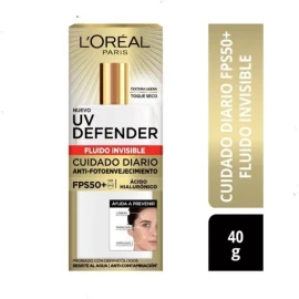 L'Oréal Paris Crema Facial Fluido Invisible Uv Defender Fps50+ Sin Color
