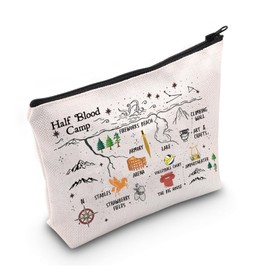 LEVLO Camp Half Blood Bookmark Bookish Cosmetic Bag Percy Fans Pegasus Zeus Makeup Bag for Women, Half Blood Camp, Daily