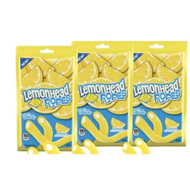Lemon Ropes - Soft Chewy Candy, Sweet and Sour Lemon Flavor, 3 oz Bags, 3 Pack