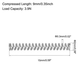 TOP-Vigor 10Pcs Compression Spring, 2mm OD,0.3mm Wire Size,15mm Free Length Dual Extended Durable Dual Hook Tension Spring for Furniture Screen Doors Repair Projects