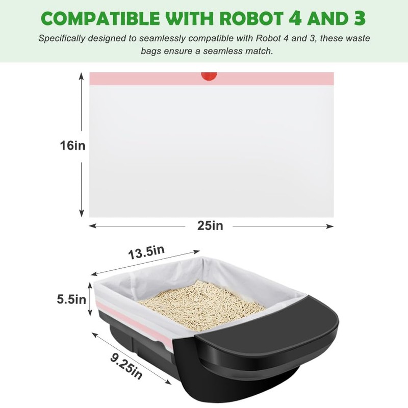 SZEE 120 Pack Automatic Litter Box Waste Bags, Drawstring Litter