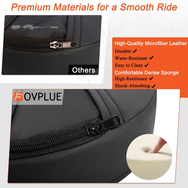 FOVPLUE Adjustable Rider Backrest,Detachable Plug-in Driver Backrest Pad w/Mounting Kit