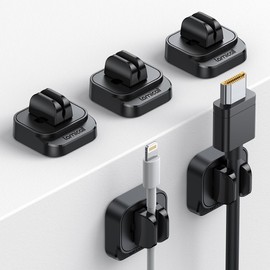 5 Piezas Organizador de Cables, Lamicall Ajustable Canaletas para Cables - Clip Cable, Cable Management, Organizador de Escritorio, para Pared Coche Escritorio Mesita Noche