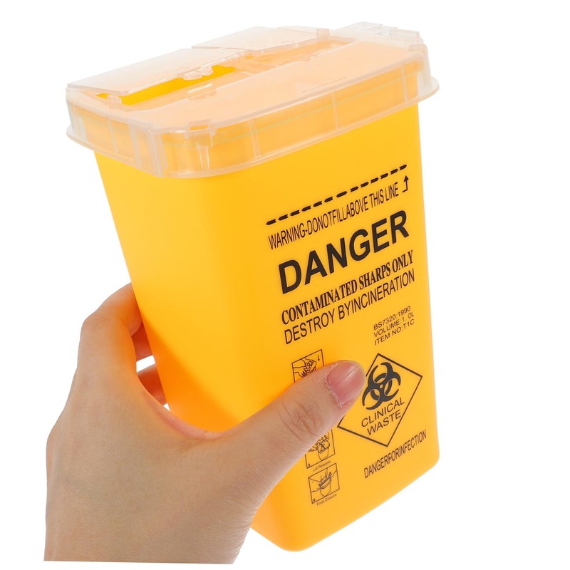 FRCOLOR Small Sharps Container with Lid Waste Bin for Disposal