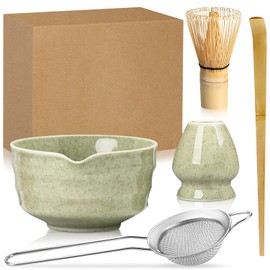 Lighterday Matcha Set,Ceremonial Matcha Kit with Bamboo Matcha Whisk Matcha Bowls Matcha Spoon,Matcha Tea Set for Matcha Whisk and Bowl