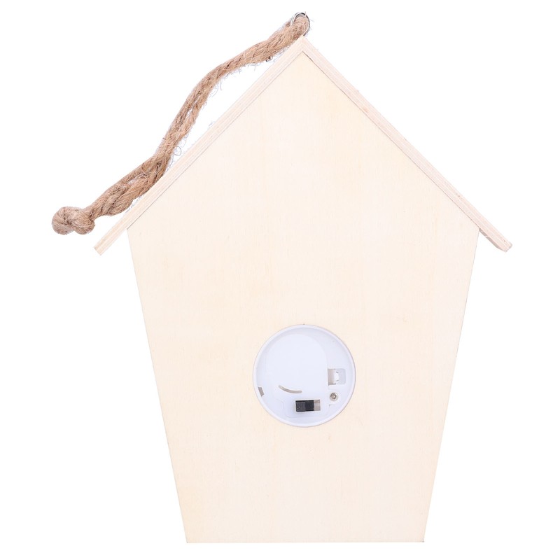 2Pcs Bird House with Warm Light Hollow Flowers Patterns Bird