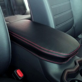 ciizssria - Fundas de consola central para Toyota RAV4, accesorios 2024, 2019, 2020, 2021, 2022, 2023, piel sintética, cubierta de tapa de consola media (línea roja)